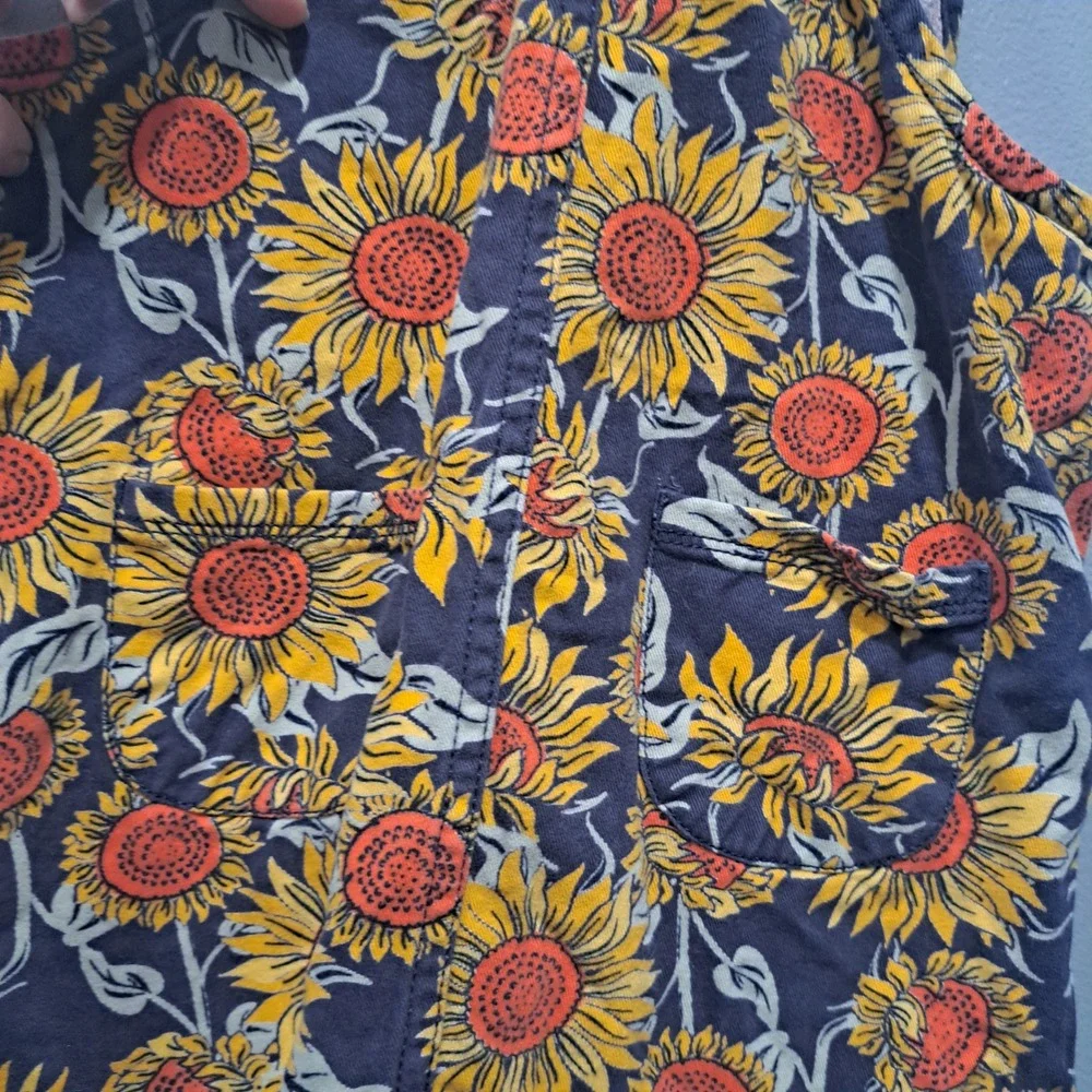 Cynthia Rowley Kids Sunflower‎ Pinafore Jumper Dress Navy Blue Floral Size 7